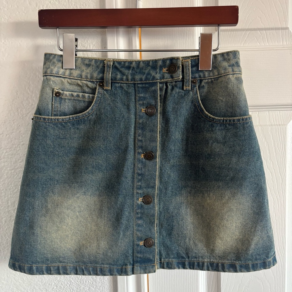 Courrèges‎ Denim Mini Skirt 'Dirty Medium Blue Size 0